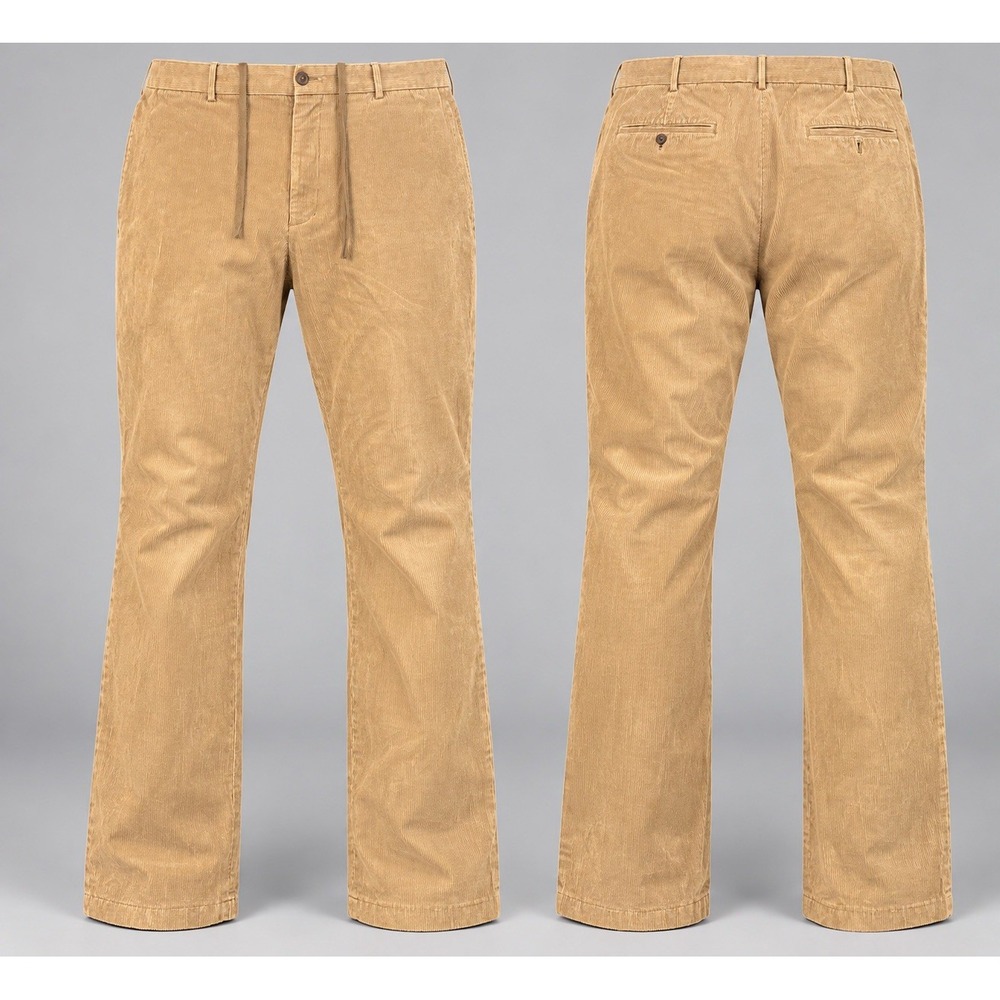 Uniqlo Corduroy Pants Mens Large 40 tan Brn Drawstring Stretch Work preppy y2k